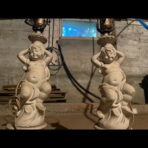 1880 Pair Of Large Mid Century Statue Table Lamps